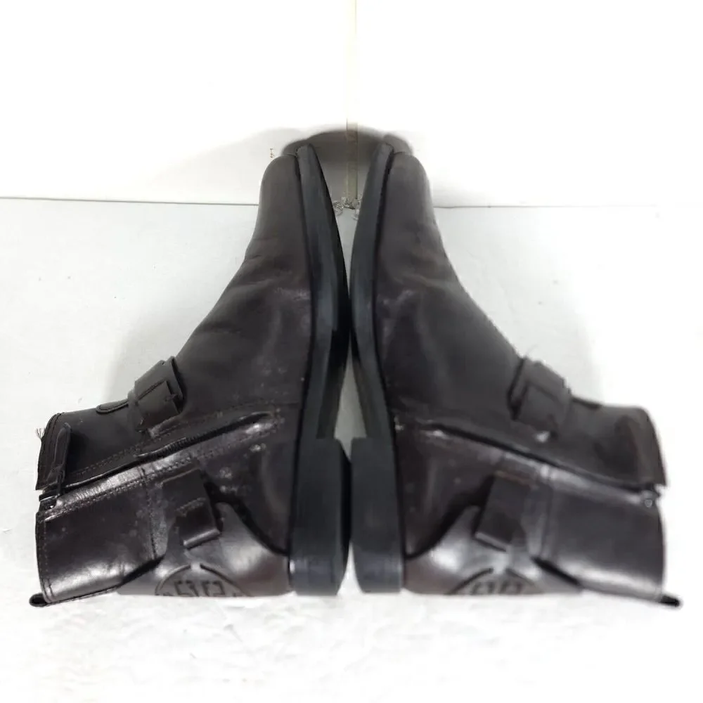 Tory Burch Women's Derby US 6M Brown Leather Flat Ankl Chelsea Bootie Boots